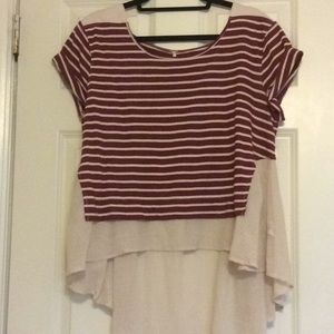 Free People Short Sleeve Slightly Cropped Shirt